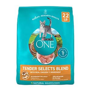 Purina ONE Natural Dry Cat Food, Tender Selects Blend With Real Chicken - 22 lb. Bag (Best By Sep 2026)