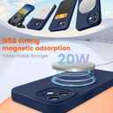 PuyaTeya Liquid Silicone Case for iPhone 12 with Magnetic Ring Stand, Upgraded Camera Lens Protection, Mil-Grade Drop Shockproof, Soft Anti-Scratch Microfiber Lining Silicone Case (Navy Blue)