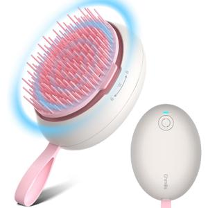 Scalp Massager Hair Growth - Electric Head Massager Brush - Unique Birthday Gifts for Women - Sonic Vibration Comb for Stimulating Follicles - Relax Scalp Stress for Mom - Pink (White)
