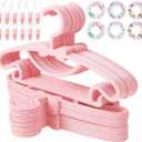 50 Pack Pink Baby Hangers Plastic Baby Clothes Hangers with Clips Non-Slip Ultra-Thin Kids Infant Coat Hanger for Newborn Toddler Clothes