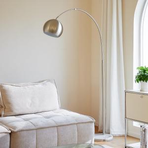 CO-Z Modern Floor Lamp for Living Room, Brushed Nickel, Arc Floor Lamp with LED Bulb, Marble Base Contemporary Tall Lamp for Living Room, Couch, Couch, Fits 69" Tall