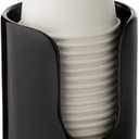 Ceramic Bathroom Cups Dispenser - 3 oz Disposable Paper & Plastic Bathroom Cups Holder - Mouthwash Cups Dispenser for Bathroom, Guest Toiletries, Countertop - BPA Free, Kids Safe (Black) (Set 1)