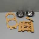 Elevated Dog Bowls, Adjustable Raised Dog Bowl Stand for Small Size Dogs and Cats, 15Tilted Elevated Cat Bowls, Durable Bamboo Dogs Feeder with 2 Stainless Steel Bowls and Non-Slip Feet