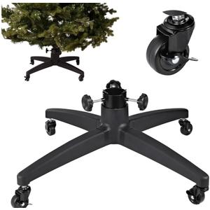 Rolling Artificial Christmas Tree Stand Base Movable Fake Tree Stand for Artificial Christmas Trees up to 7.5 feet Tall Green Skirt Set (Black, 31)