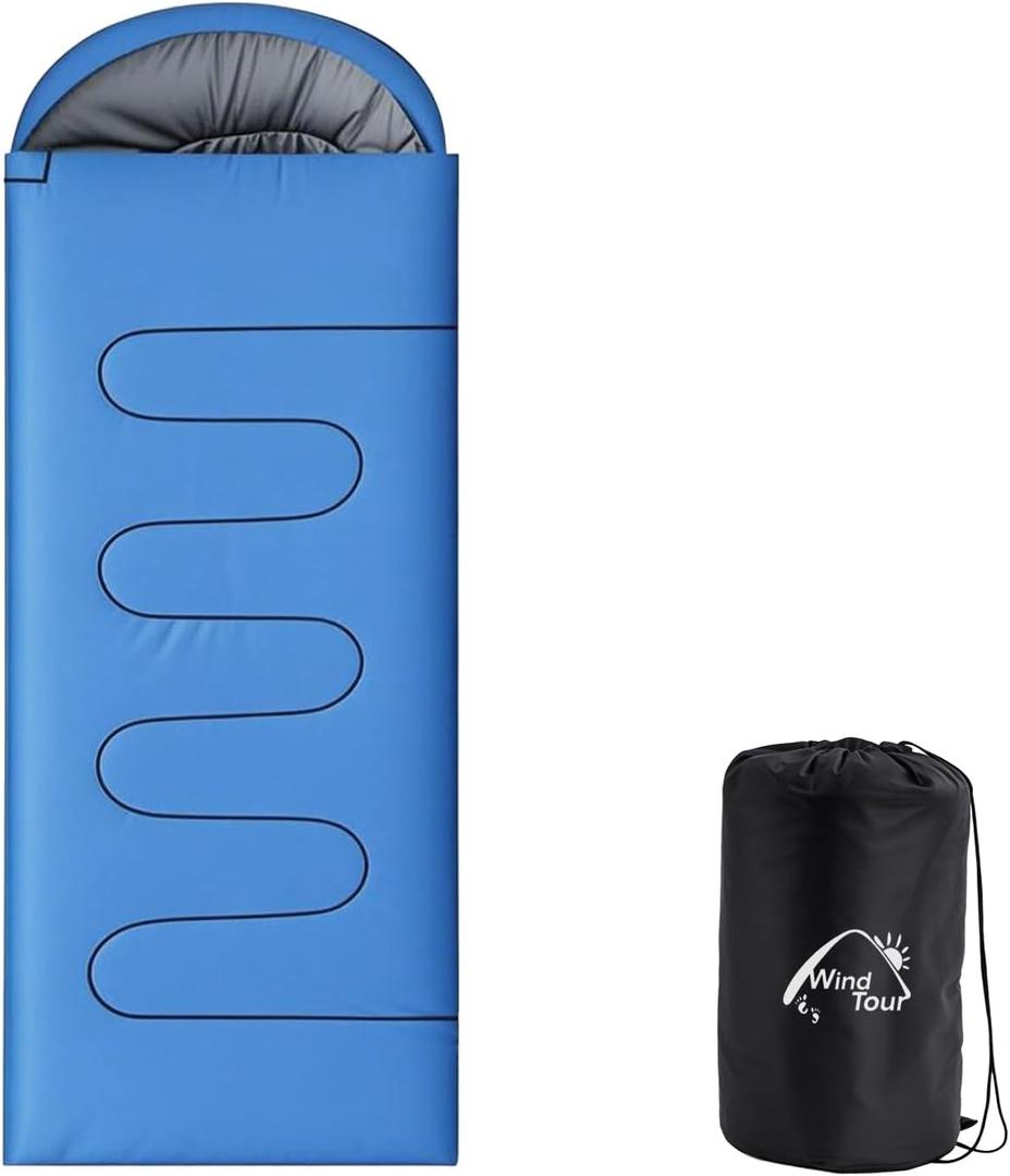 Wind Tour 3 Season Lightweight Waterproof Sleeping Bag Indoor & Outdoor for Hiking Backpacking Camping Traveling