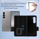 Vofolen for Samsung Galaxy Z Fold 6 Case with Card Holder & S Pen Holder, PU Leather Flip Case with Magnetic Clasp Kickstand Heavy Duty Rugged Wallet Cover Case for Z Fold 6 Phone Case, Black