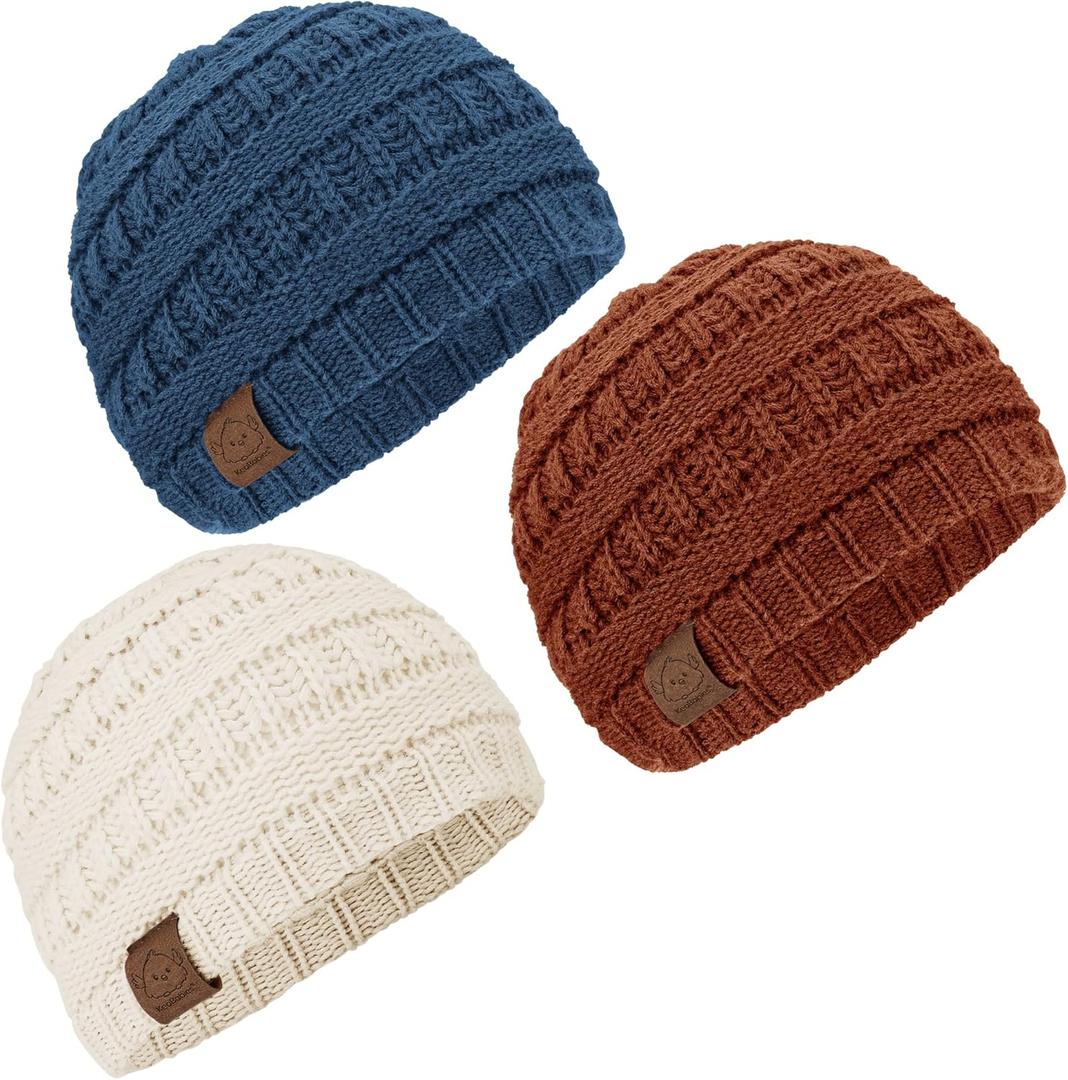 KeaBabies 3-Pack Baby Beanies for Boys, Girls - Stretchy Knit Baby Hats, Cute Newborn (6-36 Months, Gust)
