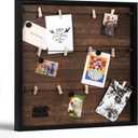 Houseables Picture Board, Photo Board, Photo Display, Picture Collage, Collage Frame, Polaroid Wall Display, Wall Decor, Memory, Postcard, Magnetic, Bulletin, Hanging with Clips, String, Bedroom, 20in (Dark Brown Rustic Wood)
