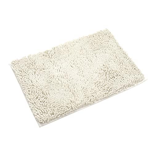 Non-Slip Bath Rug, Extra Soft Microfiber Bedroom Shag Carpet with Anti-Slip Backing, Water/ Dust Absorbent Fast Dry Shower Mat, Sound Insulated Stairs Pad, Machine Washable (Ivory, 15 x 23 Inches)