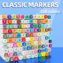 Alcohol Markers 120 Colors - Dual Tip Permanent Markers with Base, Art Drawing Supplies, Color Markers Pens for Adult Kids Gifts, Coloring Painting (120)
