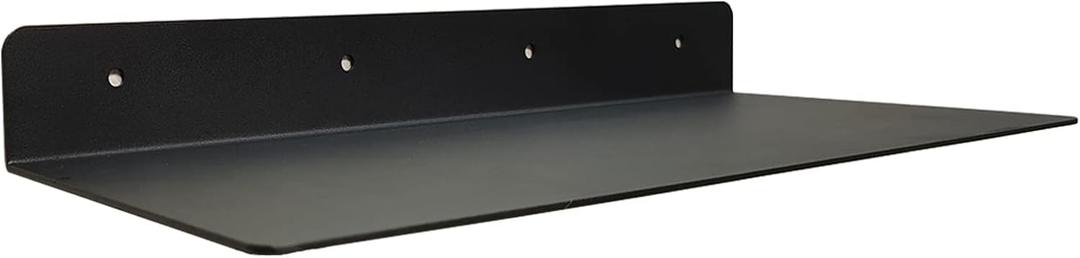 Linear Floating Shelf Wall Mounted Metal Shelves Heavy Duty Industrial Modern Steel Black Linear Metal Wall Shelf Modern Farmhouse Living Room Metal Wall Decor (28x16-Inch)