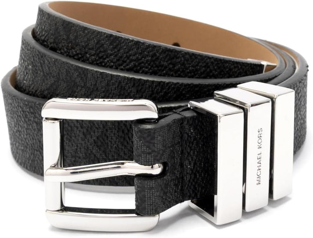 Michael Kors womens 25mm Belt (Small, Black/Silver)