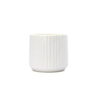 Arktiva Ceramic Planter Pot with Drainage Hole, 5 Inch Dia, Indoor and Outdoor, Home Patio Garden, Plants Flower Succulent, Textured Round (White)