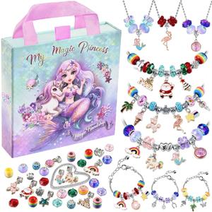Charm Bracelet Making Kit & Unicorn/Mermaid Girl Toy- ideal Crafts for Ages 8-12 Girls who Inspire Imagination and Create Magic with Art Set and Jewelry Making Kit (Multicolor)