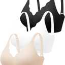 Cuteio Wireless Bras for Women No Underwire with Support - 3 PCS Seamless Bralettes Everyday Full Coverage Comfort T-shirt Padded Bra Skin, Black Black+Nude+White, Medium