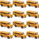 12 Pack Pull Back Bright Yellow School Bus Toys, 3.2" Die-cast Metal Friction Powered Toy Vehicles for Kids Boys Girls