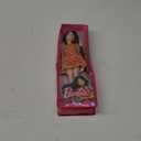 Barbie Fashionistas Doll #160 with Long Brunette Hair Wearing Patterned Orange Dress, White Shoes & Yellow Choker, Toy for Kids 3 to 8 Years Old
