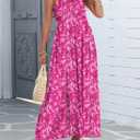 Dokotoo Women's Summer Dresses Halter Neck Sleeveless Backless Flowy A Line Boho Maxi Dress (XL)