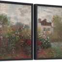Vintage Impressionist Garden Framed Canvas Wall Art Set of 2 16×24 In, 16x24 Inches