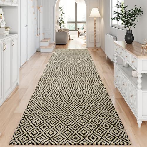 QiCaiJia Hallway Runner Rug 2x8, Washable Kitchen Runners Non Slip, Ultra Thin Entryway Floor Mat Fit Under Door, Soft Low Pile Cotton Boho Carpet for Laundry Bedroom
