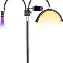 Half Moon Lash Light for Lash Tech, 3-in-1 Professional Esthetician Light with UV Lash Lamp & Phone Holder, Adjustable Height&Brightness for Tattoo,Nail Art,Skincare,Salon,Spa (Black)