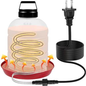 Chicken Water Heater, 60W 13FT Heated Poultry Waterer Cord for Winter, Freeze Proof Heated Waterer for Chicken Duck Geese, Stainless Steel Bird Bath Water Heater for Outdoor Buckets & Troughs