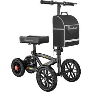 BlessReach 350 Lbs Capacity Foldable All Terrain Knee Scooter Walker - Economical Foot Injury Crutch Alternative - Black