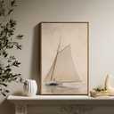 InSimSea Framed Wall Art - Large Canvas White Sailboat Seascape Vintage Painting on Canvas - Coastal Wall Art Prints for Living Room, Bedroom, Office & Home Decor - 16x24in