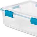 Sterilite 37 Qt Gasket Box, Stackable Storage Bin with Latching Lid and Tight Seal, Plastic Container to Organize Basement, Clear Base and Lid, 1-Pack