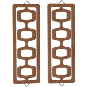 CroBlissful 2 Pcs Mid Century Modern Wall Art Wood Mid Century Elegance Decor Accents Abstract Wall Sculpture Geometric Panels for Interior Panel Art for Home Living Room(Brown)