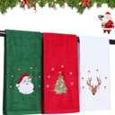 3 Pcs Christmas Hand Towels for Bathroom, 100% Cotton Soft Absorbent Christmas Kitchen Towels, Embroidery Christmas Decorations Towel for Holiday, Kitchen, Gift (15 x 23 Inch)