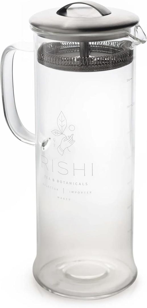 Rishi Tea Simple Brew Teapot for Loose Tea, Borosilicate Glass, 1000ml
