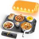 Food Warming Mat, Food Warmers for Parties Buffet, Silicone Heating Mat with 7 Temperature Settings, Roll-Up Storage, 17.91"x12.8", Grey (Dark Gray)
