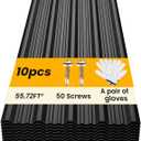 10 pcs Metal Roofing Panels - Corrugated Galvanized Roof Panels L45.28x W17.72 Inch, Waterproof Tin Roof Sheets for Garages,Sheds, Stables and Mobile Homes, Includes Screws(Black,L45.28''-10)