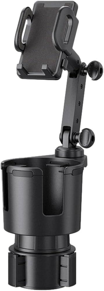 Car Cup Holder Expander 2-in-1 with Adjustable Base & 360° Rotating Phone Mount, Compatible with iPhone 17 Pro Max and Smartphones up to 4.13", Fits Large Bottles up to 3.78"