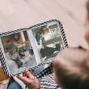 ABCKEY My Family And Friends Baby Photo Album With Sunflower Baby-safe mirror Holds 18 Photos Colourful