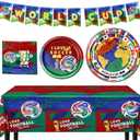 World Cup Decorations, 2026 World Cup Decorations, 42 Piece Soccer Theme Tableware Set, Ideal for Viewing Parties and Soccer Celebrations, Includes Banner, Tablecloth, Plates and Napkins