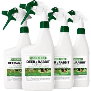 Liquid Fence Deer And Rabbit Repellent Ready-To-Use, Apply Year-Round, 32 Ounces, 4 Pack