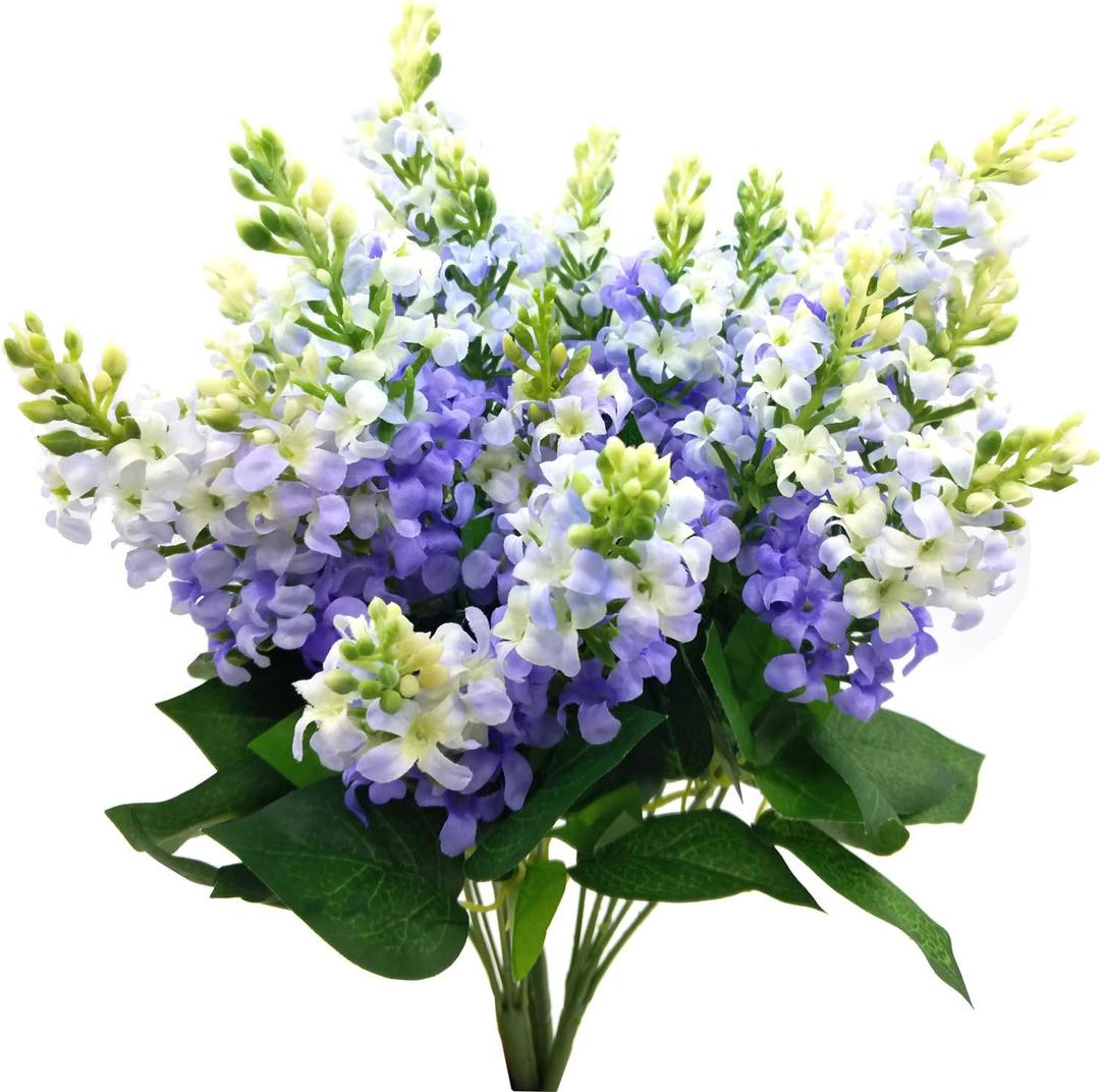 Artificial Fake Flowers Silk Plastic Plant Arrangement for Home Indoor Outdoor Garden Wedding Table Vase Decorations Faux Snapdragon Flower,3 Bouquets (Lilac)