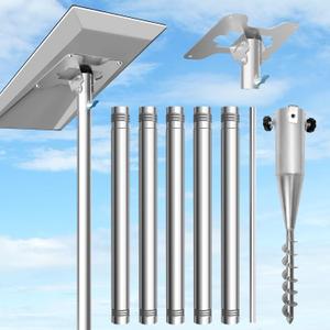 Starlink Performance Gen 3 Pole Mount Kit, with Stainless Steel Performance Gen 3 Pipe Adapter, 9Ft Starlink Ground Pole Mount with No-Dig Spiral Ground Anchor, for Extreme Climates