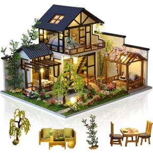 GuDoQi DIY Miniature Dollhouse Kit, Tiny House kit with Music, Miniature House Kit 1:24 Scale, Great Handmade Craft Gift for Birthday Christmas Day, Traditional Courtyard House