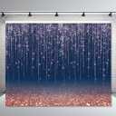 Navy Blue Glitter Backdrop 12x10ft Rose Gold and Blue Background for Photography Birthday Graduation Wedding Baby Shower Party Decorations Cake Table Banner Photo Booth Props