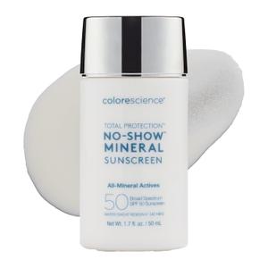 Colorescience Total Protection No-Show Mineral Sunscreen SPF 50, 100% Invisible all-mineral sunscreen for all skin tones & types, 1.7 Fl Oz (Pack of 1)