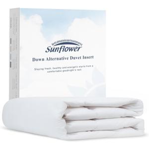 sunflower Comforter Queen Size White Down Alternative Filling 100% Cotton Shell Lightweight Bedding Queen Comforter Blanket for Summer with Corner Tabs Soft Breathable Machine Washable
