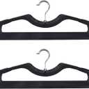 Higher Hangers Premium Black Plastic Hangers, Slimline Space Saving Hangers for Clothes, Closet Organizer for College Dorms, RVs & More, Creates Closet Space, Reduces Wrinkles & Clutter, 120-Pack, 17 inches wide x 6 inches tall x 1/4 inch thick
