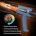 ROMECH 1500W Heavy Duty Heat Gun, Variable Temperature Control Hot Air Gun Kit with 2 Air Flow 120F~1200F and 4 Nozzles for Crafts Shrink Wrap (Blue)