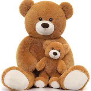 MorisMos Mom and Baby Giant Teddy Bear, 39inch Soft Large Teddy Bears Stuffed Animal Plush for Baby Shower, Brown
