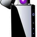 Spinning Arc Plasma Lighter - USB Rechargeable Electric Lighter with LED Display, Pocket- Size Design for Camping, Candles, Outdoor (ICY Black)