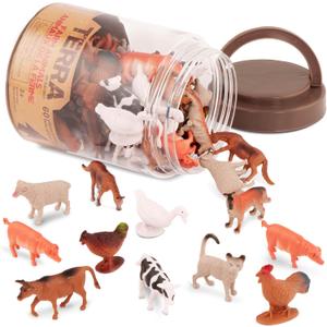Terra by Battat  60pcs Farm Animals Toy Tube  Mini Plastic Barnyard Animal Figurines for Kids  Includes Cow, Pig, Goat, Sheep & More  Educational Playset for Toddlers Ages 3+