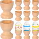 NUOBESTY 15 Pcs Unfinished Wooden Egg Cups, DIY Painting Wood Holder Stand for Easter Crafts, Single Decorative Display for Boiled Eggs